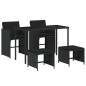 vidaXL Set de muebles jardín 5 pzas con cojines ratán sintético negro vidaXL Set de muebles jardín 5 pzas con cojines ratán sintético negro