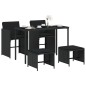 vidaXL Set de muebles jardín 5 pzas con cojines ratán sintético negro vidaXL Set de muebles jardín 5 pzas con cojines ratán sintético negro
