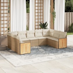 vidaXL Juego de sofás de jardín con cojines beige 8 pzas ratán PE
