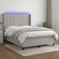 vidaXL Cama box spring colchón y luces LED tela gris claro 140x200 cm vidaXL Cama box spring colchón y luces LED tela gris claro 140x200 cm