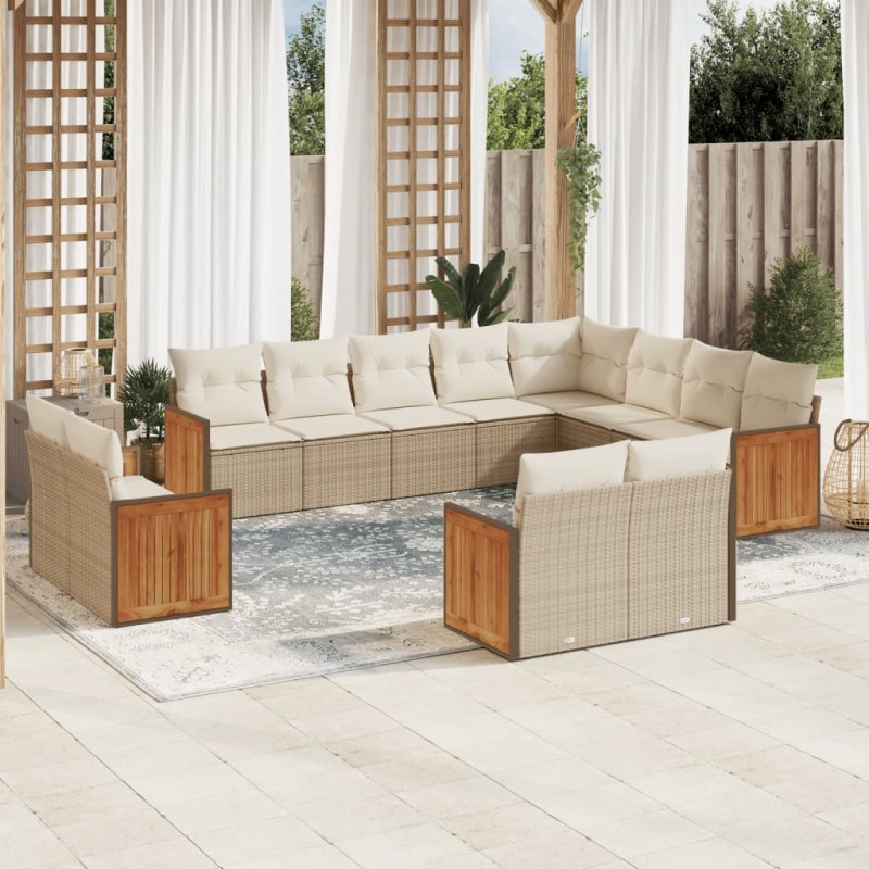 vidaXL Set de sofás de jardín 12 pzas y cojines ratán sintético marrón vidaXL Set de sofás de jardín 12 pzas y cojines ratán sintético marrón