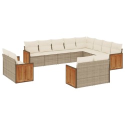 vidaXL Set de sofás de jardín 12 pzas y cojines ratán sintético marrón