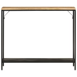 vidaXL Mesa consola madera maciza mango rugosa y hierro 90x30x75 cm