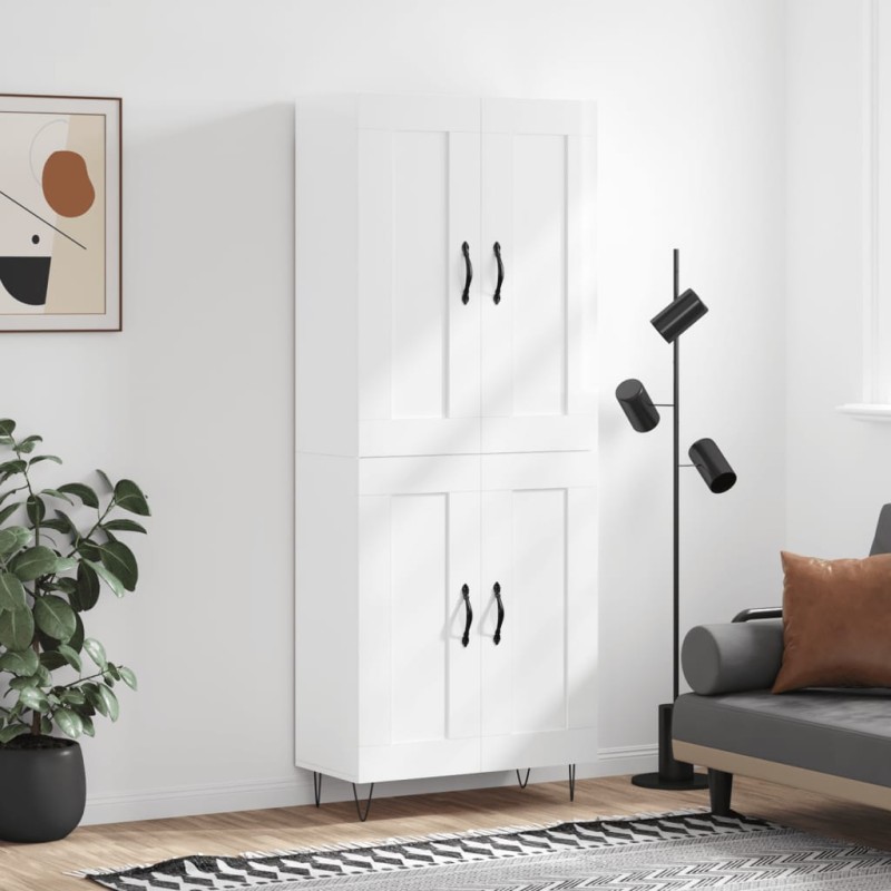 vidaXL Aparador alto madera contrachapada blanco brillo 69,5x34x180 cm vidaXL Aparador alto madera contrachapada blanco brillo 69,5x34x180 cm