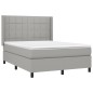vidaXL Cama box spring colchón y luces LED tela gris claro 140x200 cm vidaXL Cama box spring colchón y luces LED tela gris claro 140x200 cm