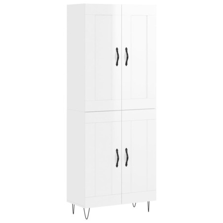 vidaXL Aparador alto madera contrachapada blanco brillo 69,5x34x180 cm