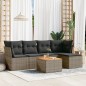vidaXL Set de muebles de jardín 6 pzas y cojines ratán sintético gris vidaXL Set de muebles de jardín 6 pzas y cojines ratán sintético gris