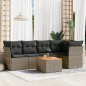 vidaXL Set de muebles de jardín 6 pzas y cojines ratán sintético gris