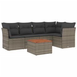 vidaXL Set de muebles de jardín 6 pzas y cojines ratán sintético gris