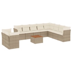 vidaXL Set de sofás de jardín 11pzas con cojines ratán sintético beige