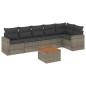vidaXL Set de sofás de jardín 7 piezas con cojines ratán PE gris vidaXL Set de sofás de jardín 7 piezas con cojines ratán PE gris