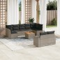 vidaXL Set de sofás de jardín 10 pzas con cojines ratán sintético gris vidaXL Set de sofás de jardín 10 pzas con cojines ratán sintético gris