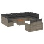 vidaXL Set sofás de jardín con cojines 13 piezas ratán sintético gris vidaXL Set sofás de jardín con cojines 13 piezas ratán sintético gris