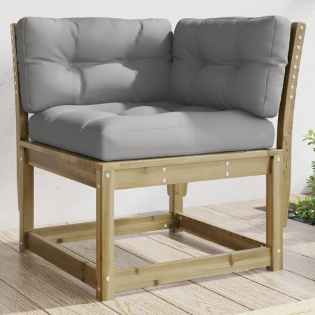 vidaXL Sofá esquinero jardín y cojines madera impregnada 73x73x78 cm 