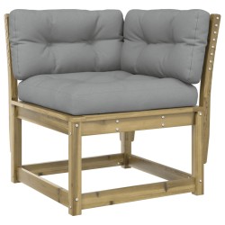 vidaXL Sofá esquinero jardín y cojines madera impregnada 73x73x78 cm 
