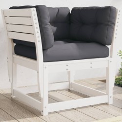 vidaXL Sofá de jardín reposabrazos cojines madera maciza pino blanco