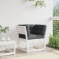 vidaXL Sofá de jardín reposabrazos cojines madera maciza pino blanco vidaXL Sofá de jardín reposabrazos cojines madera maciza pino blanco