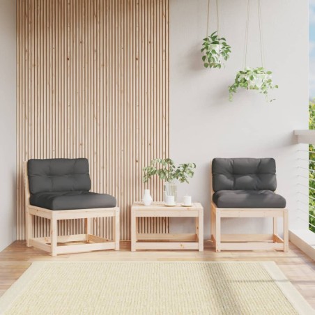 vidaXL Sofás de jardín con cojines 2 uds madera maciza de pino