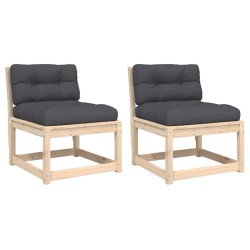 vidaXL Sofás de jardín con cojines 2 uds madera maciza de pino