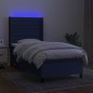 vidaXL Cama box spring colchón y luces LED tela azul 80x200 cm vidaXL Cama box spring colchón y luces LED tela azul 80x200 cm