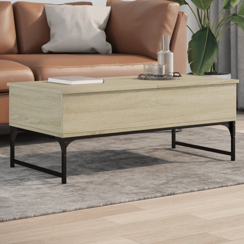 vidaXL Mesa de centro madera ingeniería metal roble Sonoma 100x50x40cm vidaXL Mesa de centro madera ingeniería metal roble Sonoma 100x50x40cm