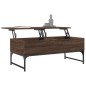 vidaXL Mesa de centro madera ingeniería metal roble marrón 100x50x40cm vidaXL Mesa de centro madera ingeniería metal roble marrón 100x50x40cm