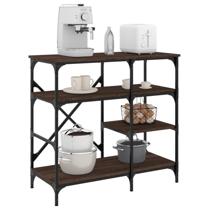 vidaXL Estantería de cocina madera ingeniería metal marrón 90x40x84 cm vidaXL Estantería de cocina madera ingeniería metal marrón 90x40x84 cm