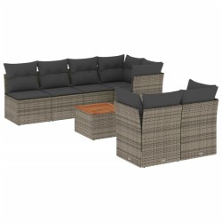 vidaXL Set de muebles de jardín 6 pzas y cojines ratán sintético gris