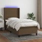vidaXL Cama box spring colchón luces LED tela marrón oscuro 100x200cm vidaXL Cama box spring colchón luces LED tela marrón oscuro 100x200cm