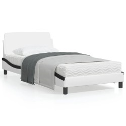 vidaXL Estructura de cama con cabecero cuero sintético blanco y negro