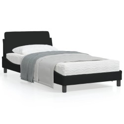 vidaXL Estructura de cama con cabecero de tela negro 100x200 cm