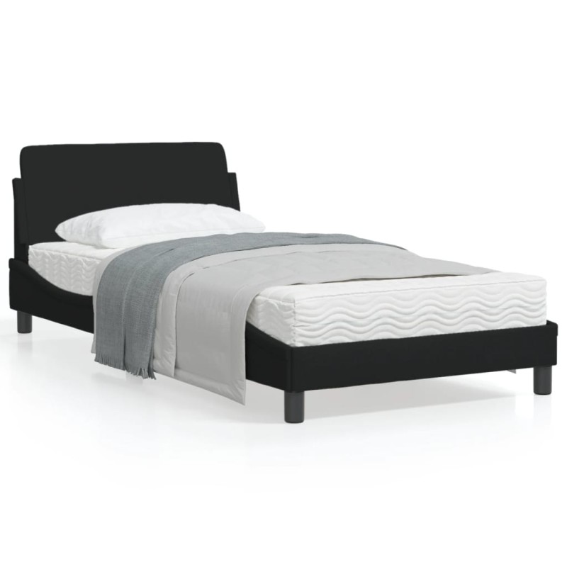 vidaXL Estructura de cama con cabecero de tela negro 100x200 cm vidaXL Estructura de cama con cabecero de tela negro 100x200 cm