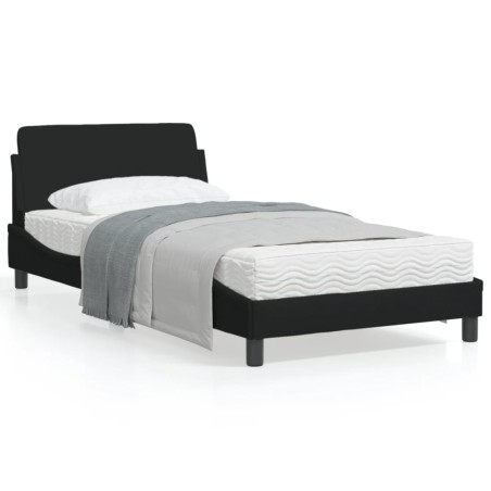 vidaXL Estructura de cama con cabecero de tela negro 100x200 cm