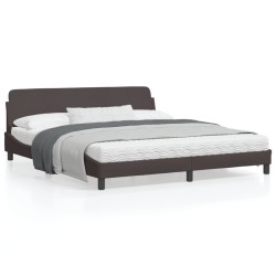 vidaXL Estructura de cama con cabecero de tela marrón 180x200 cm