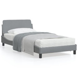 vidaXL Estructura de cama con cabecero de tela gris claro 100x200 cm