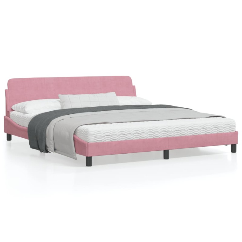 vidaXL Estructura de cama con cabecero de terciopelo rosa 180x200 cm vidaXL Estructura de cama con cabecero de terciopelo rosa 180x200 cm