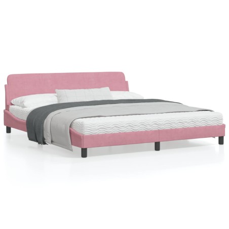 vidaXL Estructura de cama con cabecero de terciopelo rosa 180x200 cm