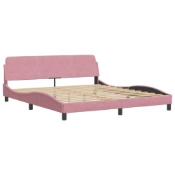 vidaXL Estructura de cama con cabecero de terciopelo rosa 180x200 cm