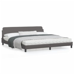 vidaXL Estructura de cama con cabecero cuero sintético gris 200x200 cm
