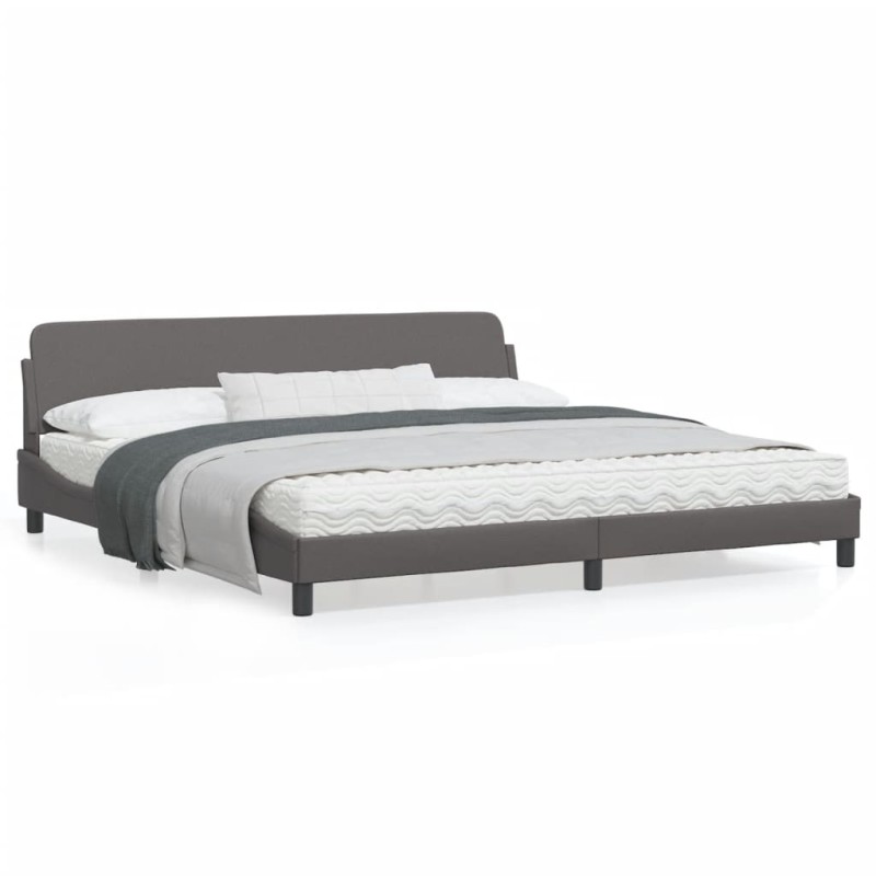 vidaXL Estructura de cama con cabecero cuero sintético gris 200x200 cm