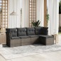 vidaXL Juego de sofás jardín con cojines 5 pzas ratán sintético gris vidaXL Juego de sofás jardín con cojines 5 pzas ratán sintético gris