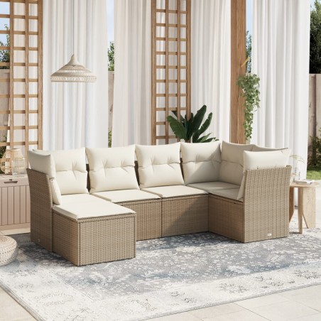 vidaXL Juego de sofás jardín con cojines 6 pzas ratán sintético beige