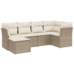 vidaXL Juego de sofás jardín con cojines 6 pzas ratán sintético beige