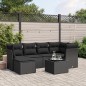 vidaXL Set de comedor de jardín 7 pzas y cojines ratán sintético negro