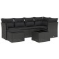 vidaXL Set de comedor de jardín 7 pzas y cojines ratán sintético negro