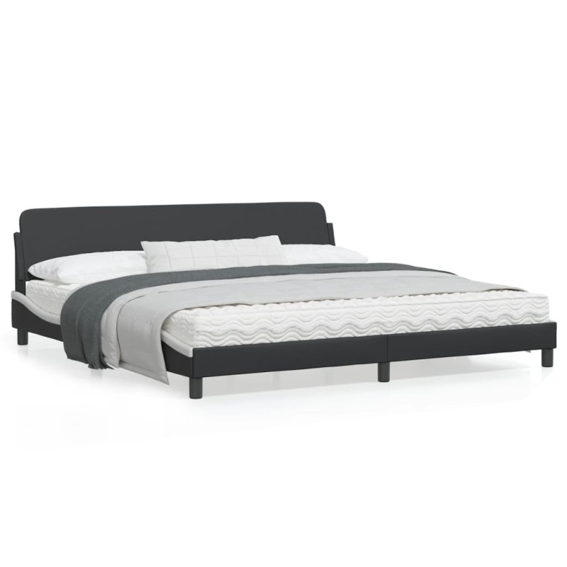 vidaXL Estructura de cama con cabecero cuero sintético negro y blanco vidaXL Estructura de cama con cabecero cuero sintético negro y blanco
