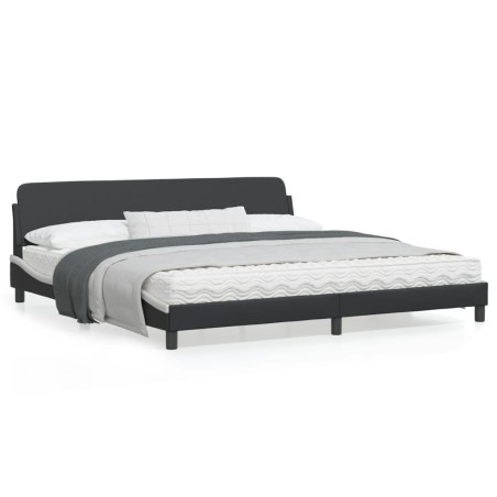 vidaXL Estructura de cama con cabecero cuero sintético negro y blanco
