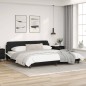 vidaXL Estructura de cama con cabecero cuero sintético negro y blanco vidaXL Estructura de cama con cabecero cuero sintético negro y blanco