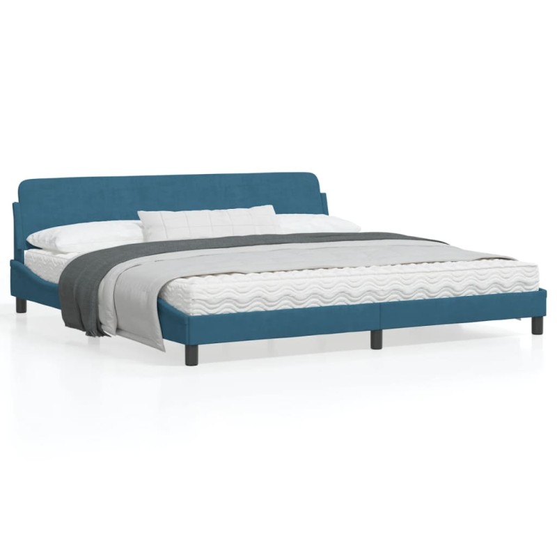 vidaXL Estructura de cama con cabecero terciopelo azul 200x200 cm vidaXL Estructura de cama con cabecero terciopelo azul 200x200 cm