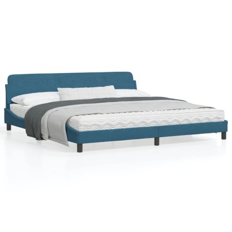 vidaXL Estructura de cama con cabecero terciopelo azul 200x200 cm